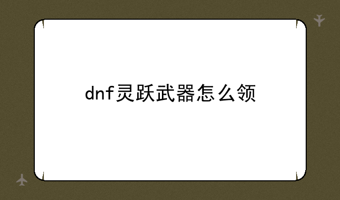 dnf灵跃武器怎么领