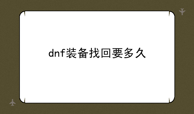 dnf装备找回要多久