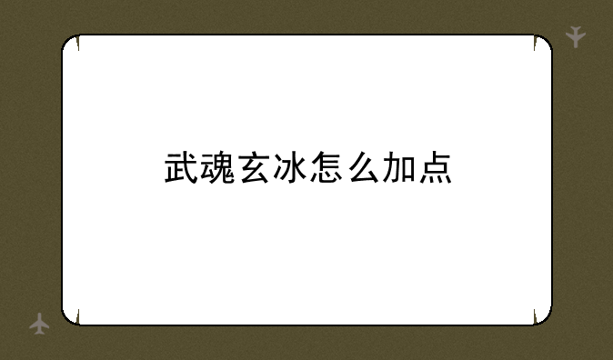 武魂玄冰怎么加点