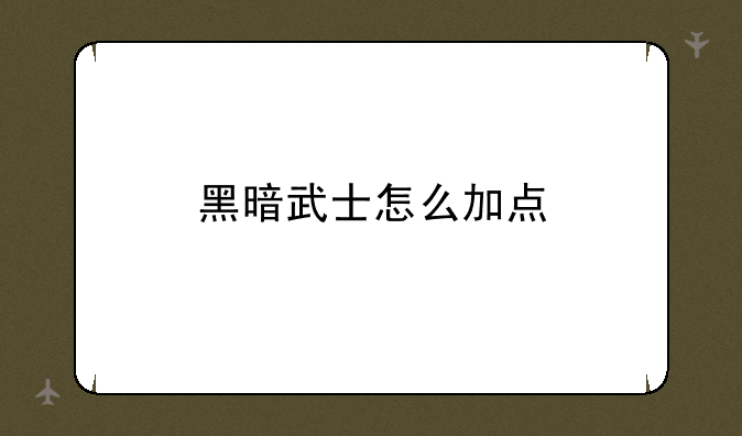 黑暗武士怎么加点