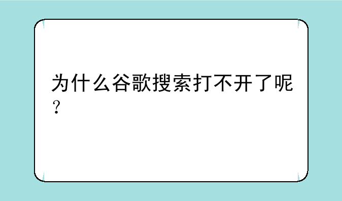 为什么谷歌搜索打不开了呢？