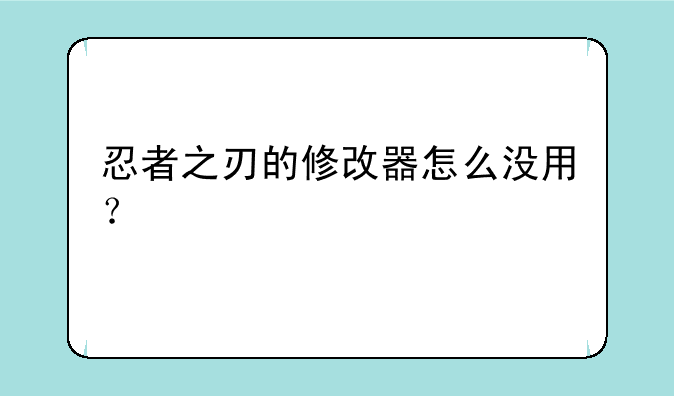 忍者之刃的修改器怎么没用？