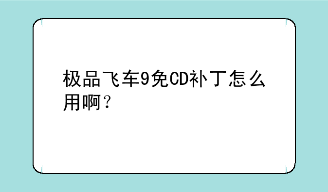 极品飞车9免CD补丁怎么用啊？