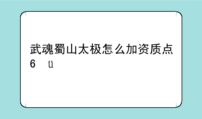 武魂蜀山太极怎么加资质点???