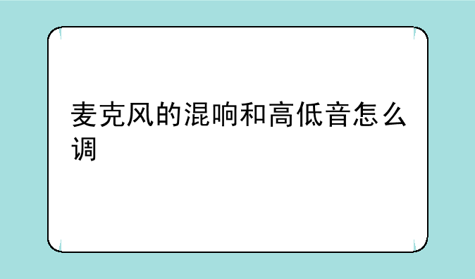 麦克风的混响和高低音怎么调