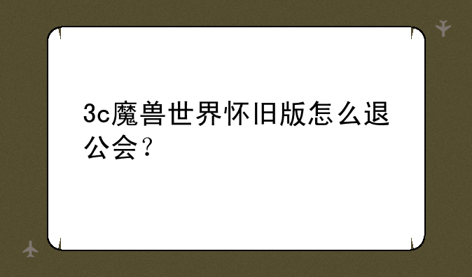 3c魔兽世界怀旧版怎么退公会？