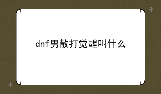 dnf男散打觉醒叫什么