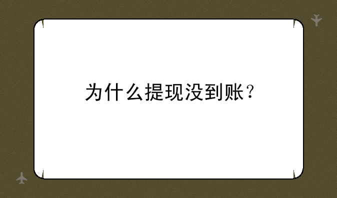 为什么提现没到账？