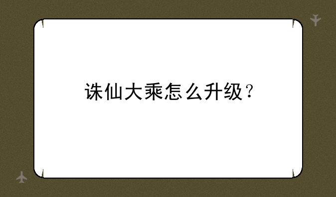 诛仙大乘怎么升级？