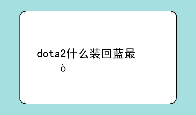 dota2什么装回蓝最快？