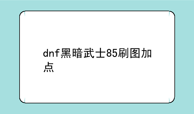 dnf黑暗武士85刷图加点