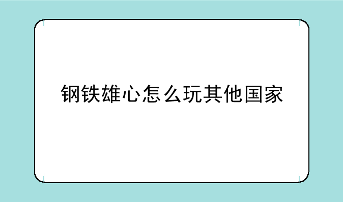 钢铁雄心怎么玩其他国家