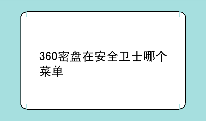 360密盘在安全卫士哪个菜单