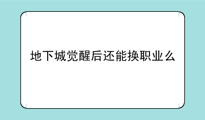 地下城觉醒后还能换职业么