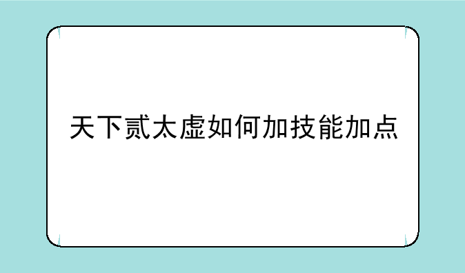 天下贰太虚如何加技能加点