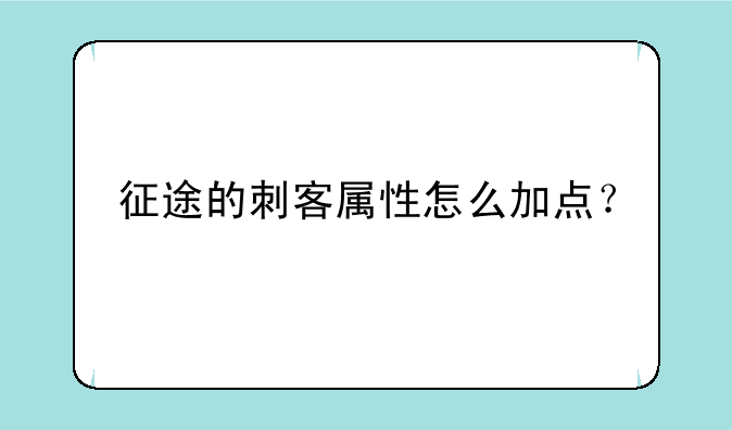 征途的刺客属性怎么加点？