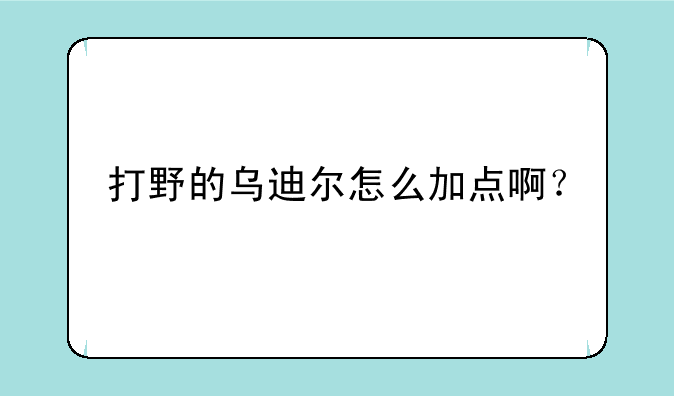 打野的乌迪尔怎么加点啊？