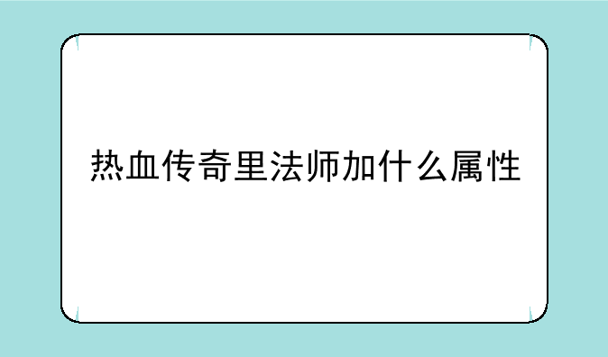 热血传奇里法师加什么属性