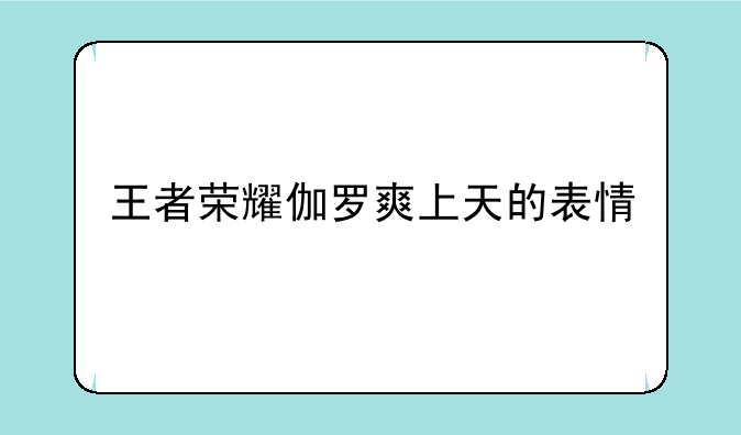 王者荣耀伽罗爽上天的表情