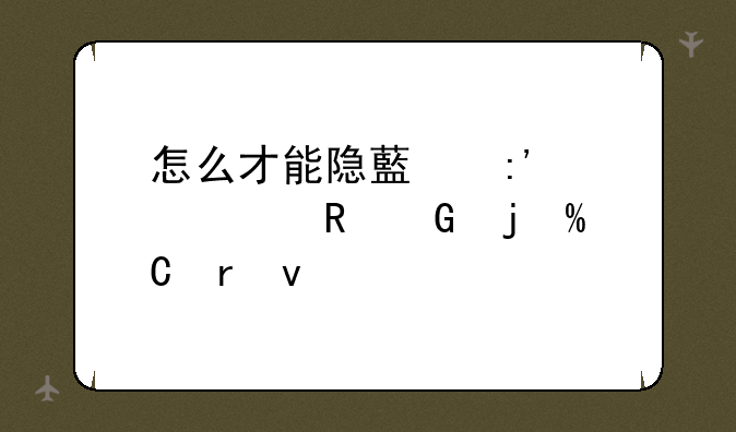 怎么才能隐藏掉自己电脑的IP地址