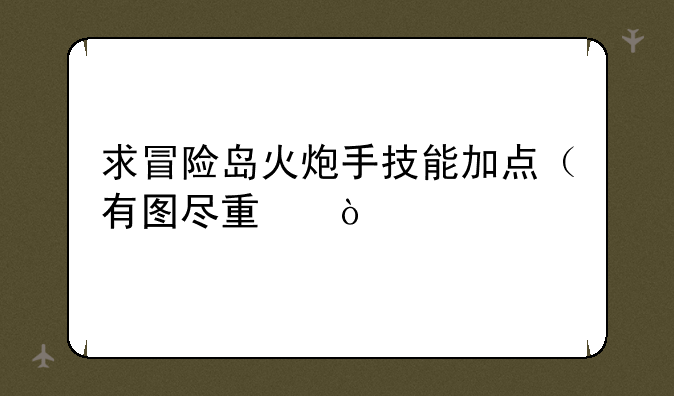 求冒险岛火炮手技能加点（有图尽量）