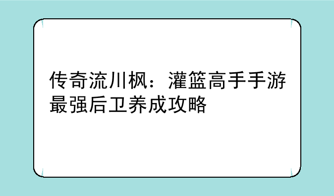 传奇流川枫：灌篮高手手游最强后卫养成攻略