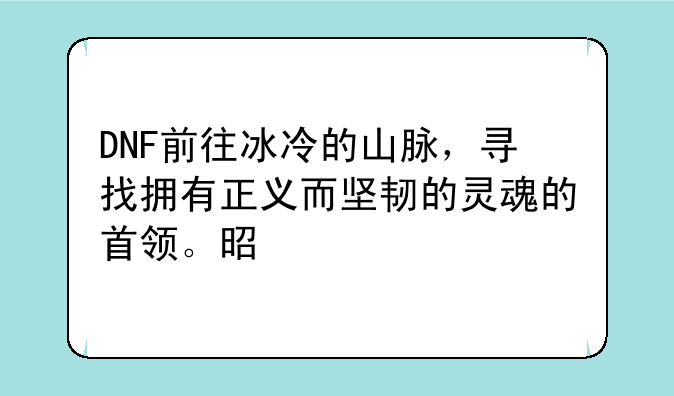 DNF前往冰冷的山脉，寻找拥有正义而坚韧的灵魂的首领。是打哪里