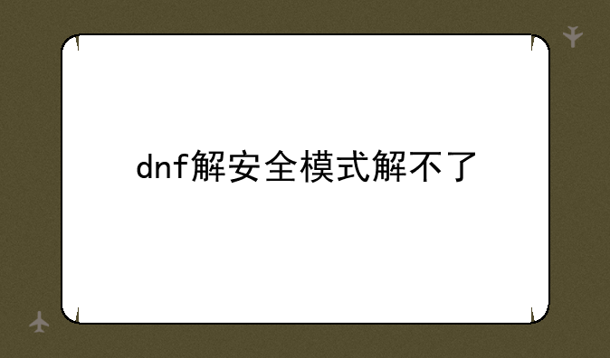 dnf解安全模式解不了