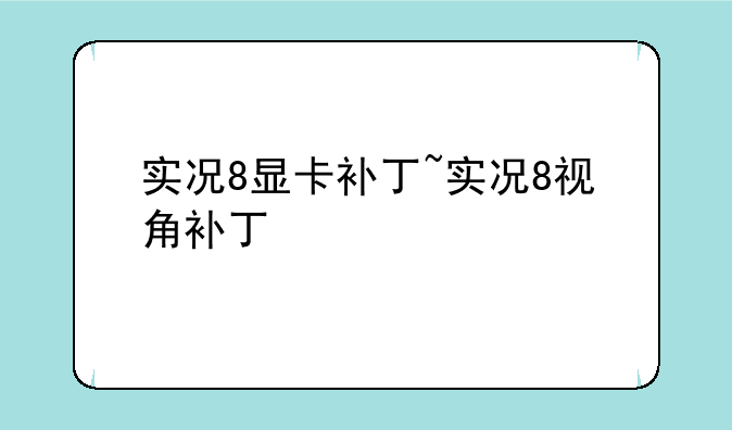 实况8显卡补丁~实况8视角补丁